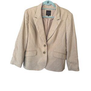 Women's The Limited Tan Notch Lapel Single-Breasted Two-Button Blazer Jacket LRG